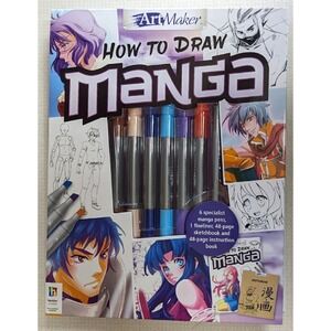 Art Maker How To Draw Manga Art Kit - Pens, Sketchbook, Instruction Book, New